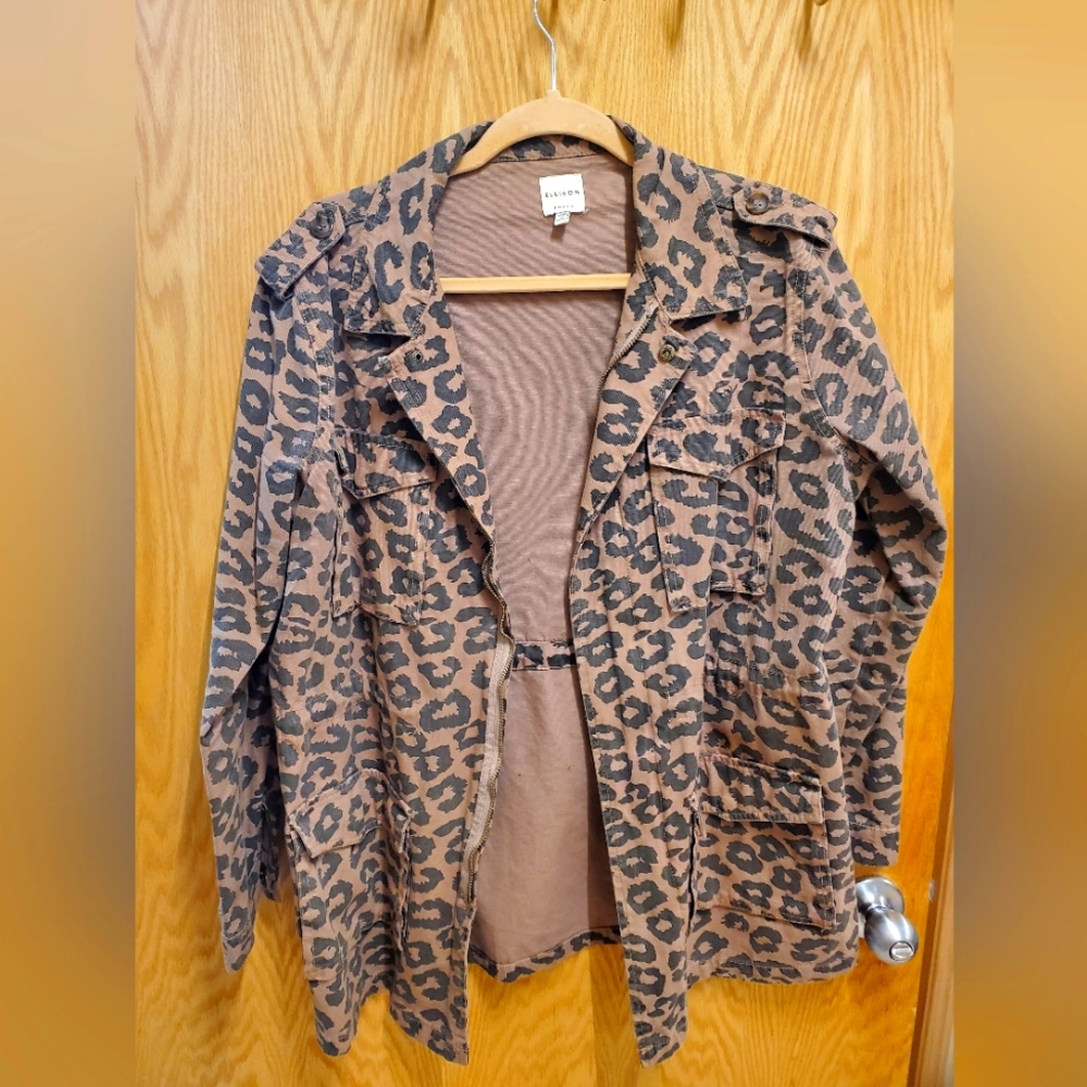Leopard print military style jacket